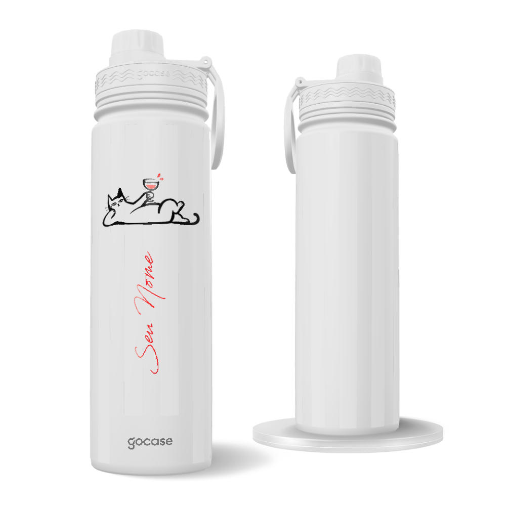 Garrafa Térmica Fresh - Gato Relax com Nome