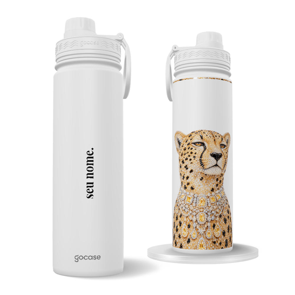 Garrafa Térmica Fresh + Ebook - Cheetah Bling Cravejada