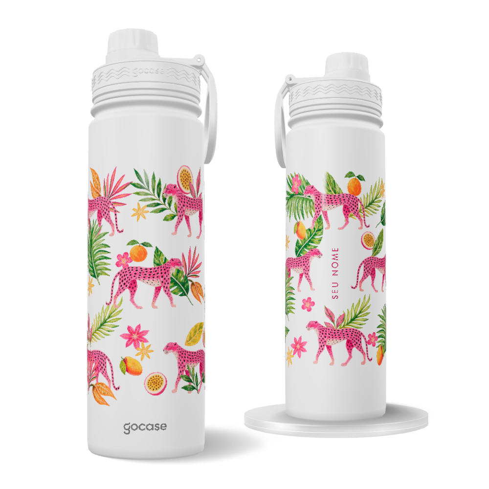Garrafa Térmica Fresh + Ebook - Floresta Tropical Pink
