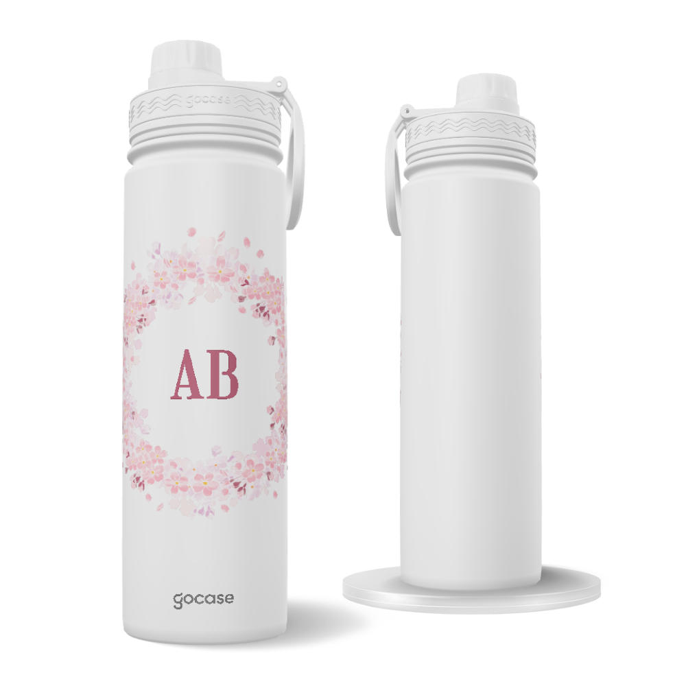 Garrafa Térmica Fresh + Ebook - Arranjo de Flores com Iniciais