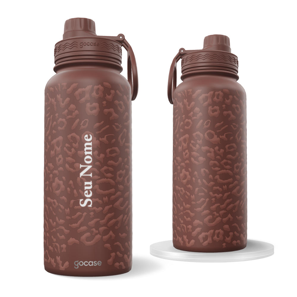 Garrafa Térmica Fresh + Ebook - Jaguar Print Brown