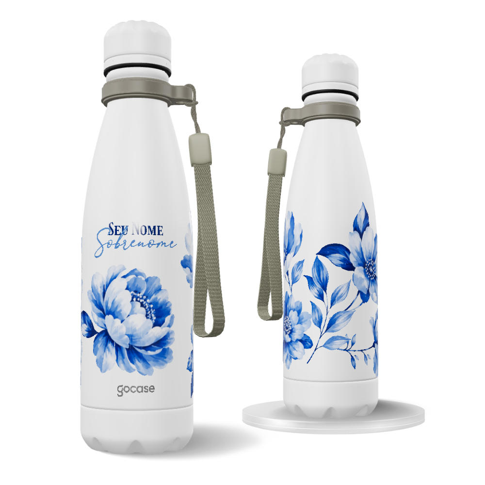 Garrafa Térmica Urban + Ebook - Floral Azul Real