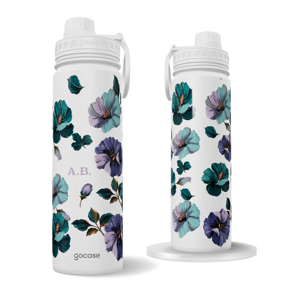 Garrafa Térmica Fresh + Ebook - Monograma - Midnight Blooms