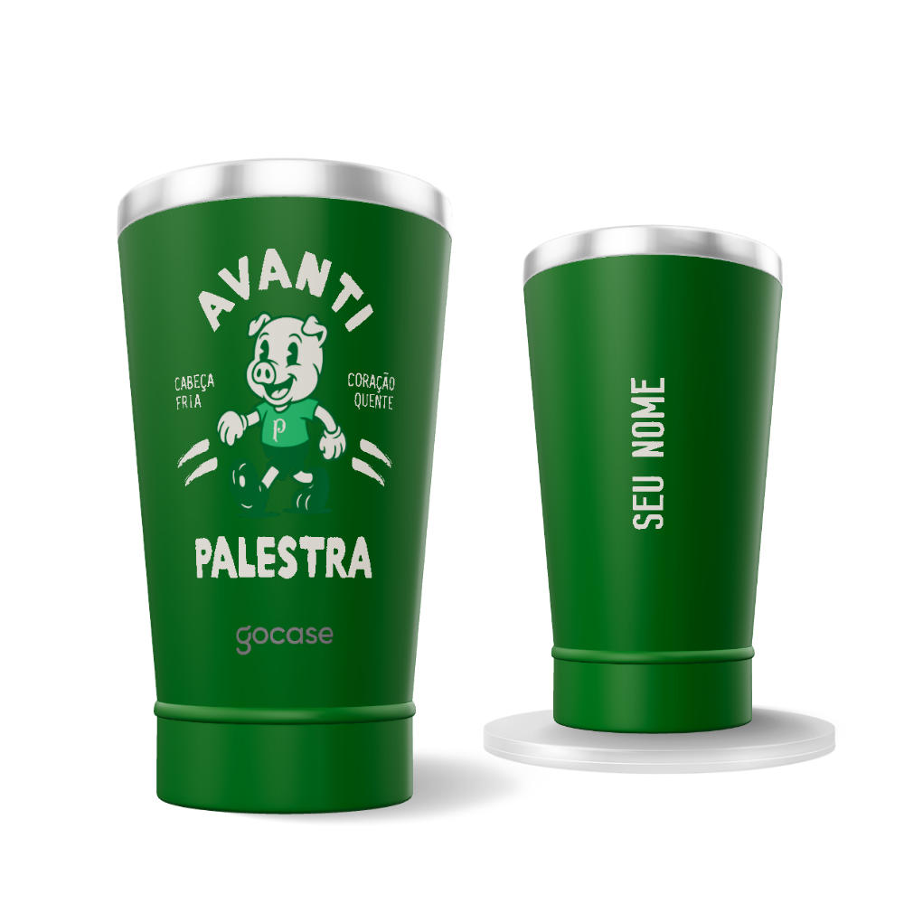 Copo Térmico Cerveja + Ebook - Palmeiras - Cabeça Fria, Coração Quente