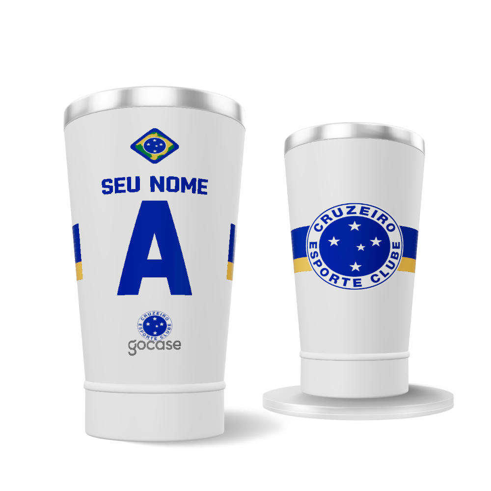 Copo Térmico Cerveja + Ebook - Cruzeiro - Uniforme 3 Personalizado - 2026