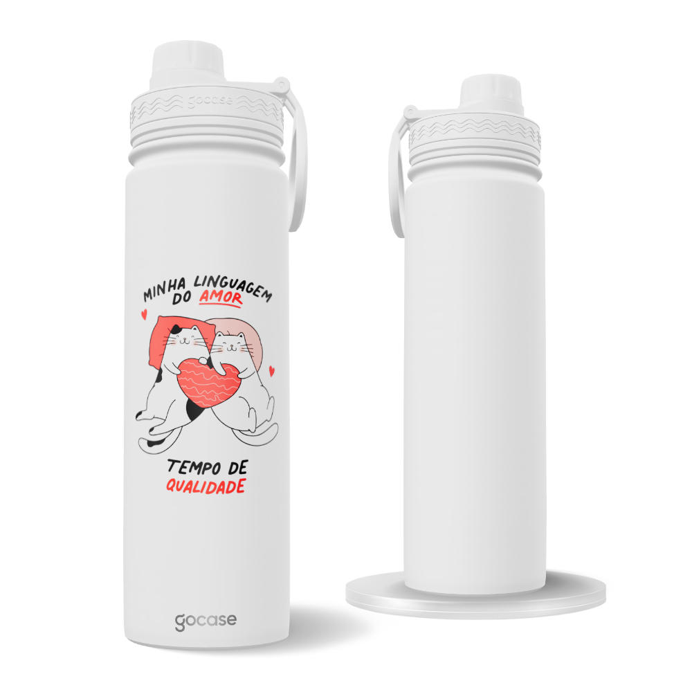 Garrafa Térmica Fresh + Ebook - Linguagens do Amor Gatinhos