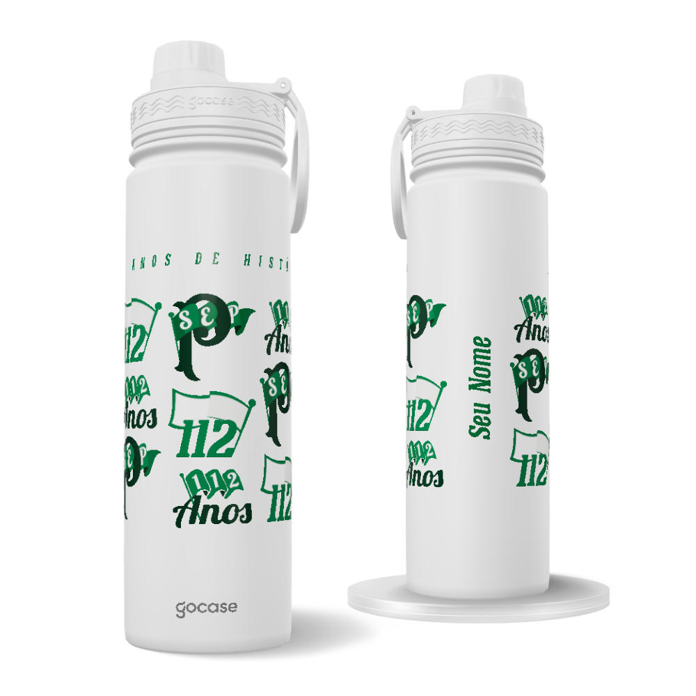 Garrafa Térmica Fresh + Ebook - Palmeiras - 112 Anos Pattern
