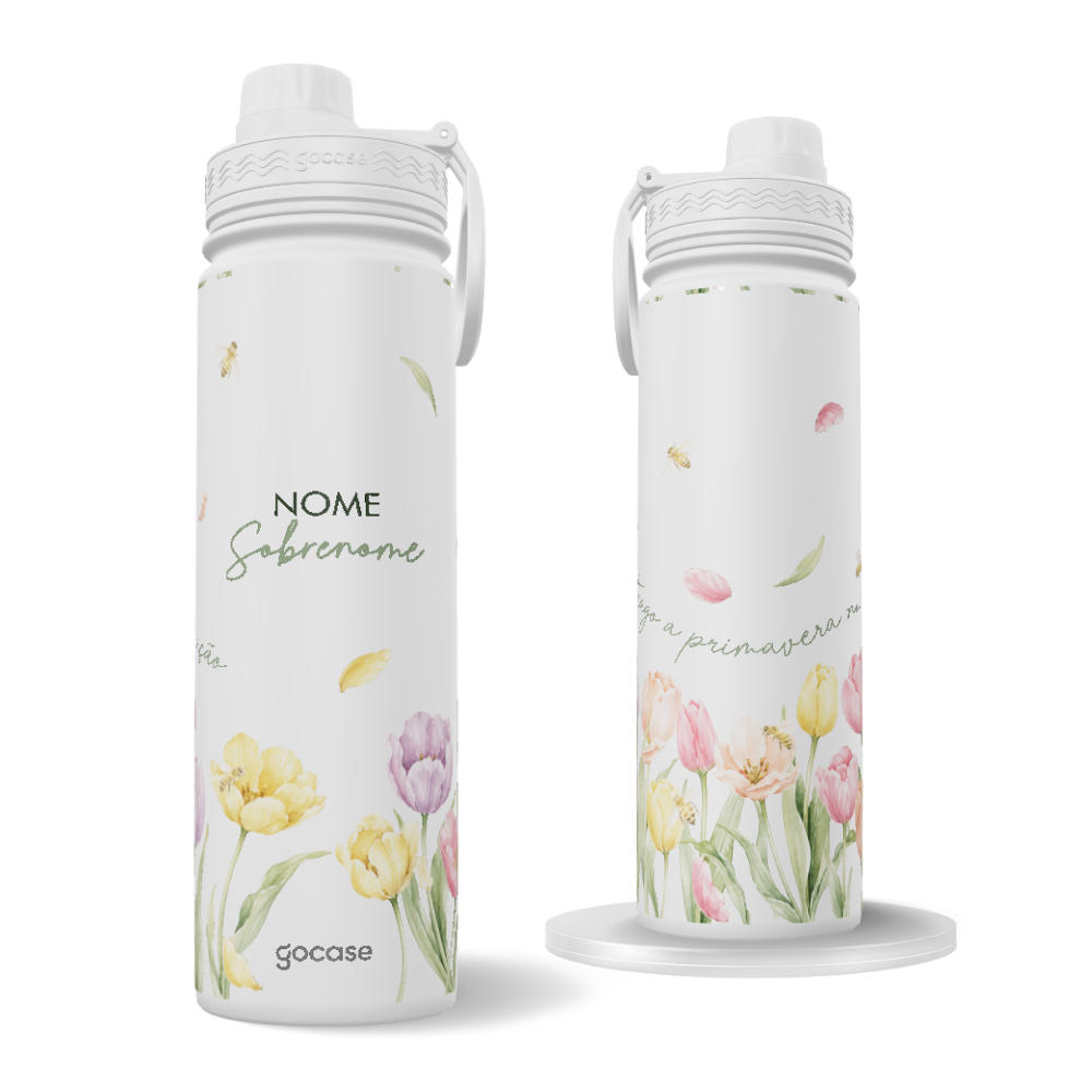 Garrafa Térmica Fresh + Ebook - Tulipas em Flor