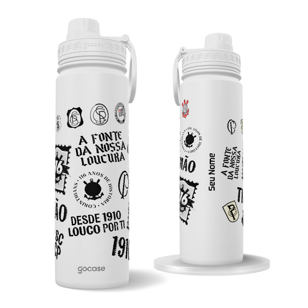 Garrafa Térmica Fresh + Ebook - Corinthians - 116 anos Pattern