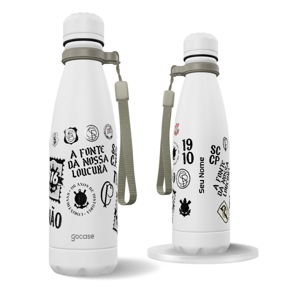 Garrafa Térmica Urban + Ebook - Corinthians - 116 anos Pattern