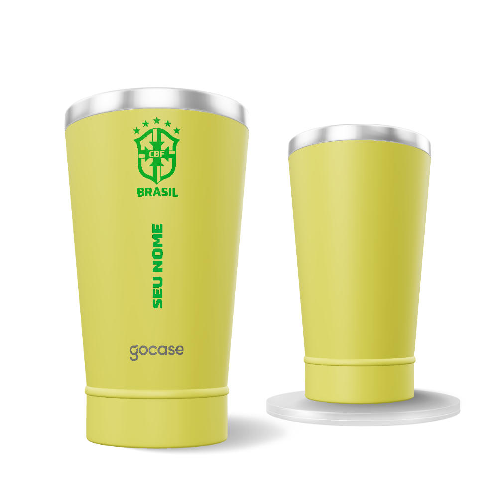 Copo Térmico Cerveja - CBF - Escudo Minimalista Verde