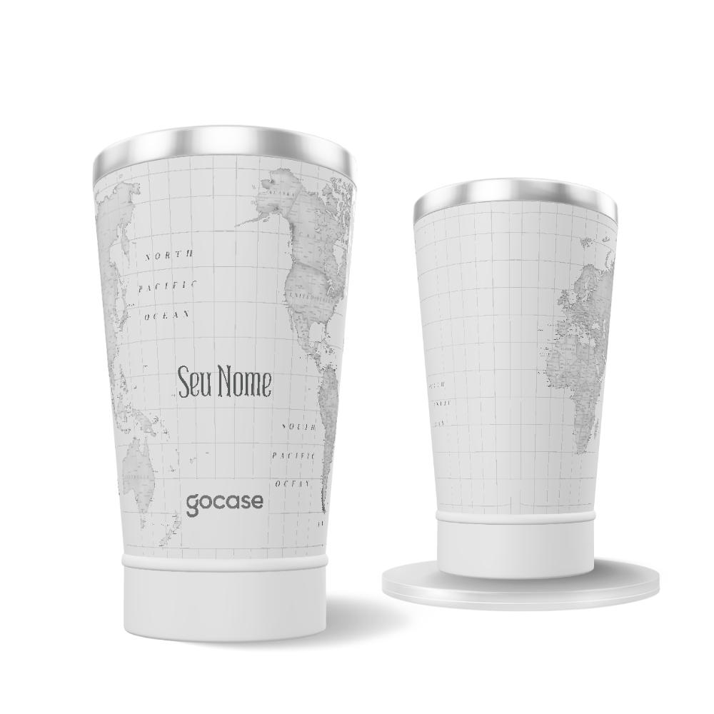 Copo Térmico Vibe Branco - Mapa Mundi
