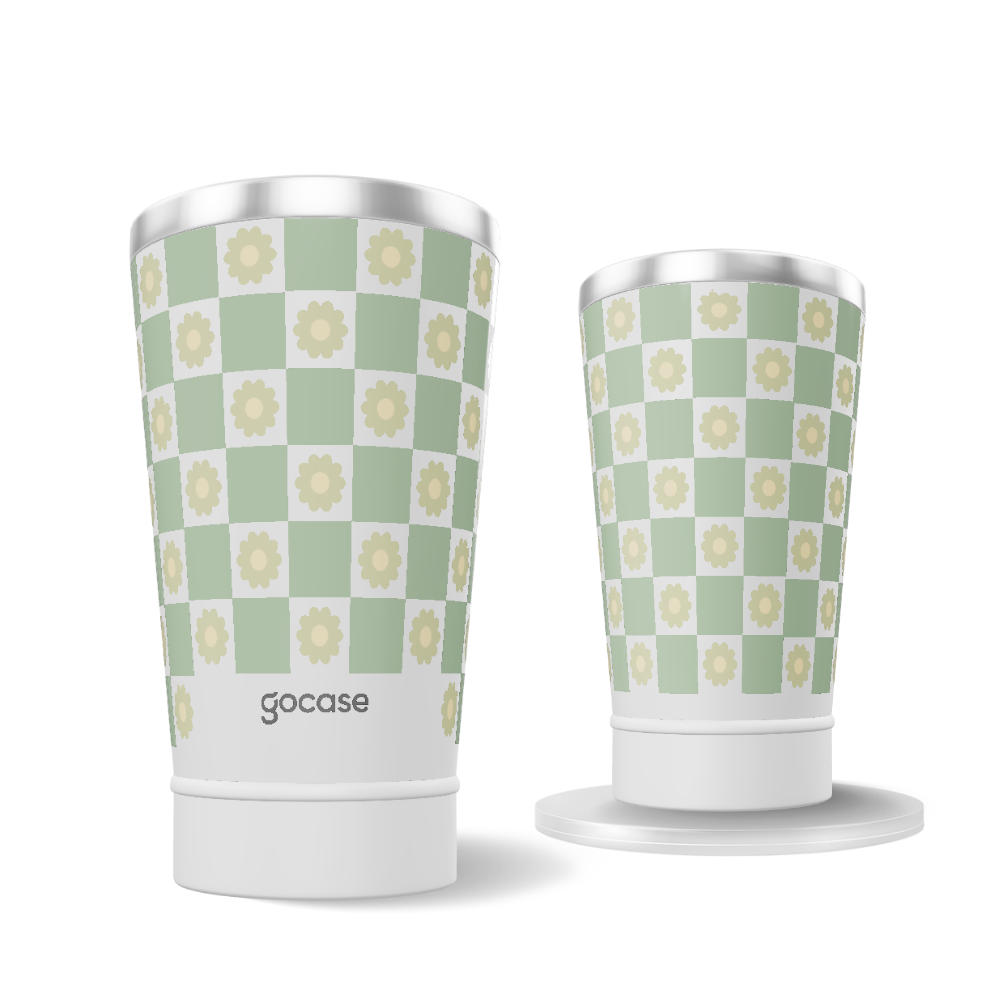 Copo Térmico - Floral Xadrez