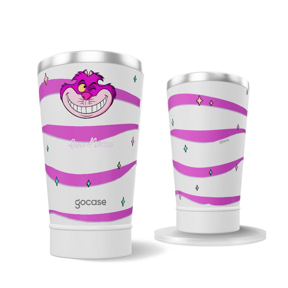 Copo Térmico + Ebook - Gato Chesire Pattern