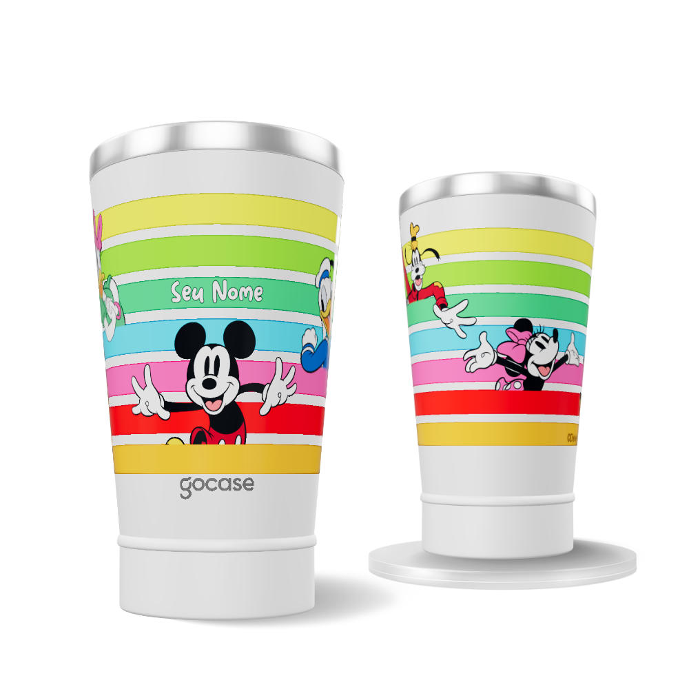Copo Térmico + Ebook - Turma do Mickey - Listras
