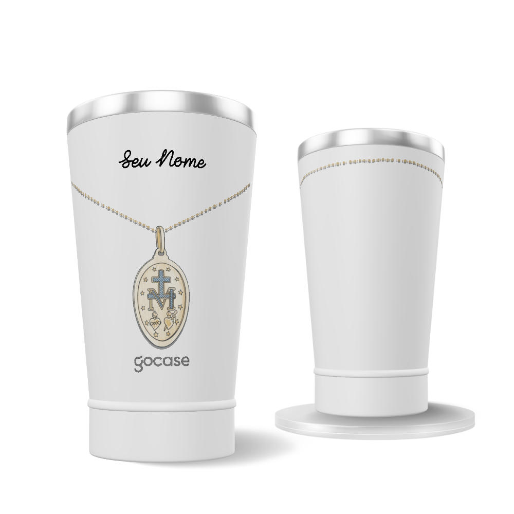 Copo Térmico + Ebook - Medalha Nossa Senhora