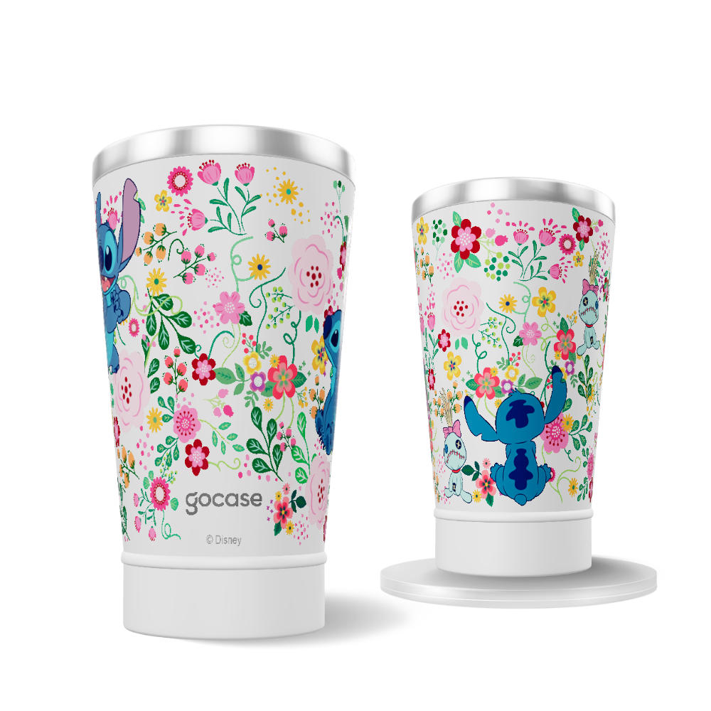 Copo Térmico + Ebook - Stitch Ramos de Flores