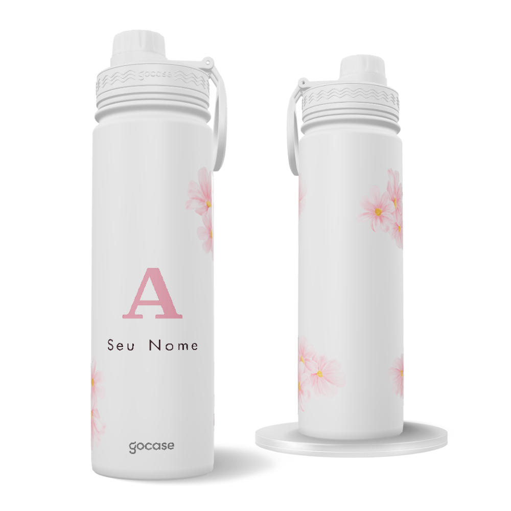 Garrafa Térmica Fresh + Ebook - Monograma Jardim Rosa