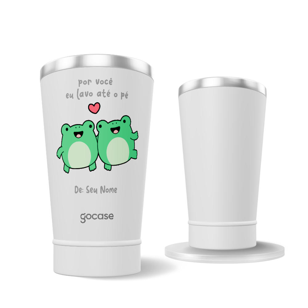 Copo Térmico + Ebook - Sapo - Por Você Eu Lavo Até o Pé