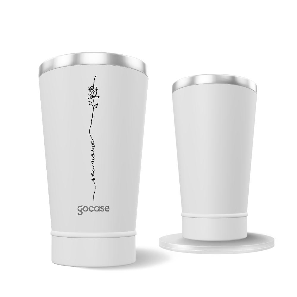 Copo Térmico + Ebook - Rose Line Art
