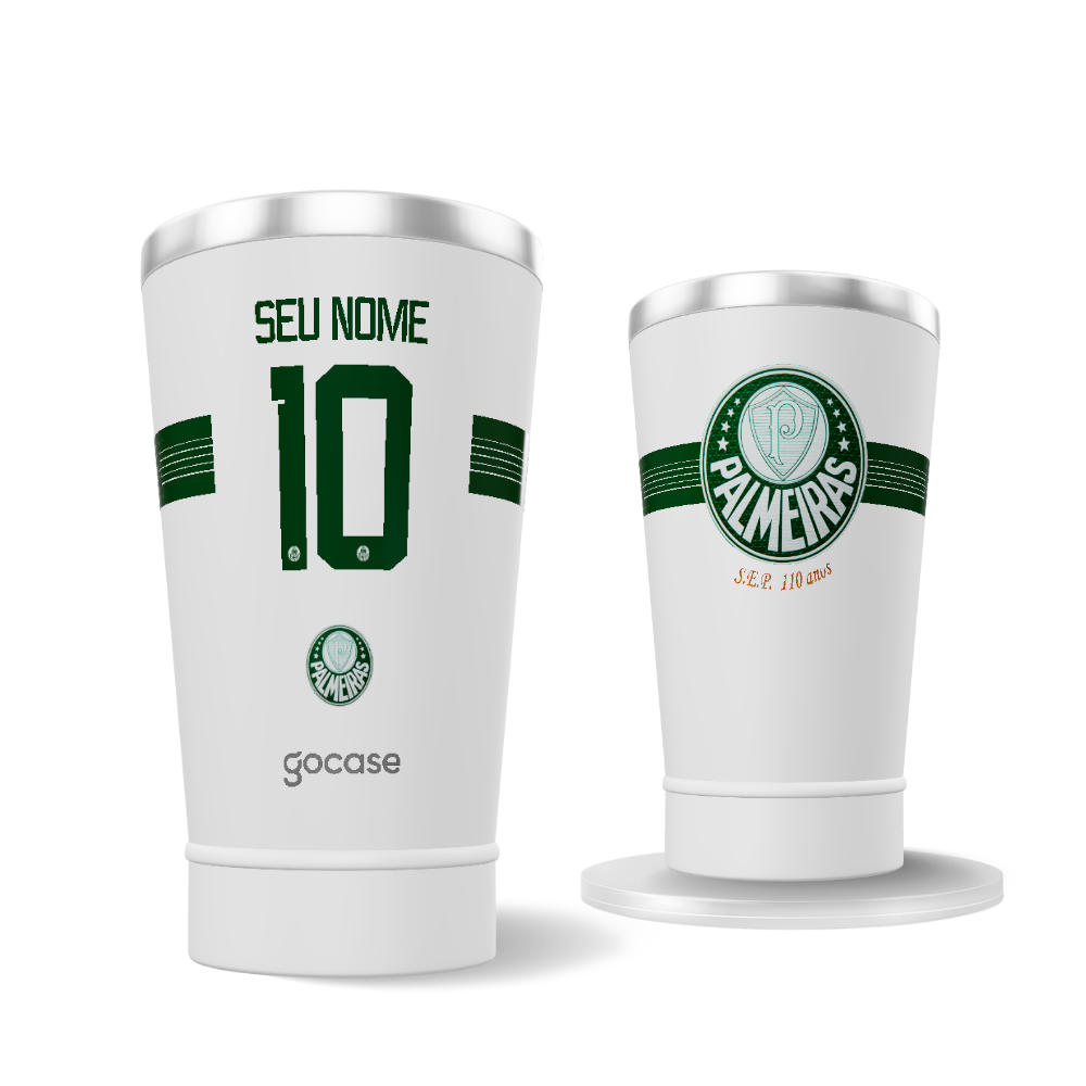 Copo Térmico Cerveja + Ebook - Palmeiras - Uniforme 1 2024 Personalizado
