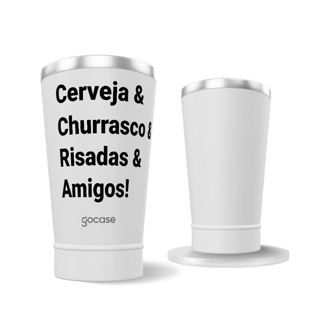 Copo Térmico + Ebook - Cerveja, churrasco, risadas e amigos!