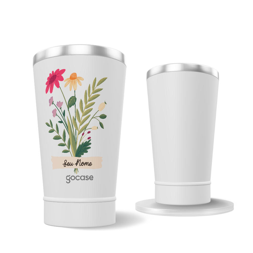 Copo Térmico + Ebook - Flores com Fita