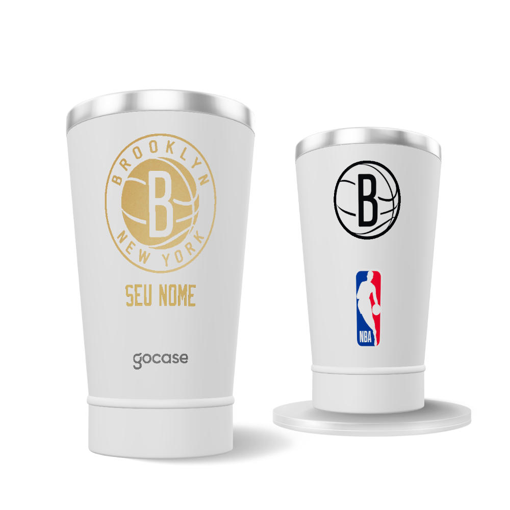 Copo Térmico + Ebook - Brooklyn Nets - Escudo Dourado