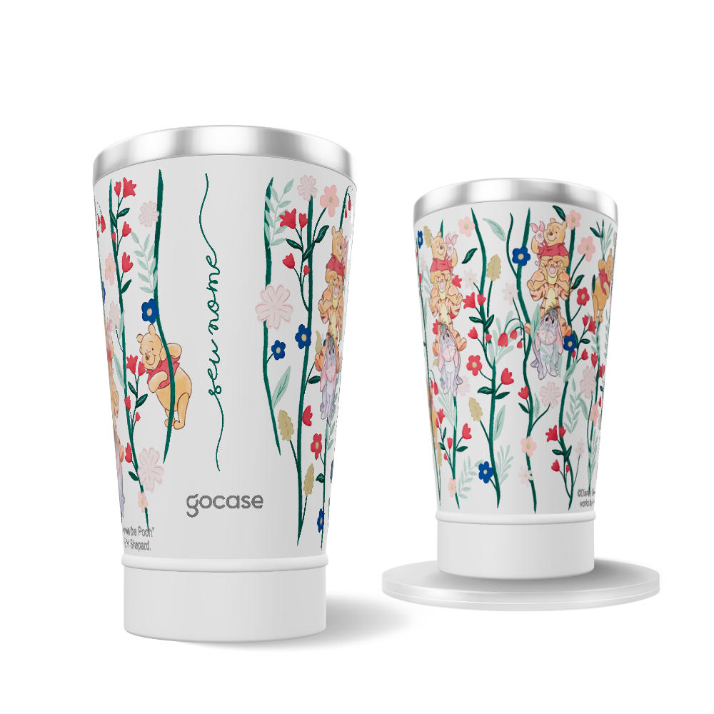 Copo Térmico + Ebook - Ursinho Pooh Ramos de Flores