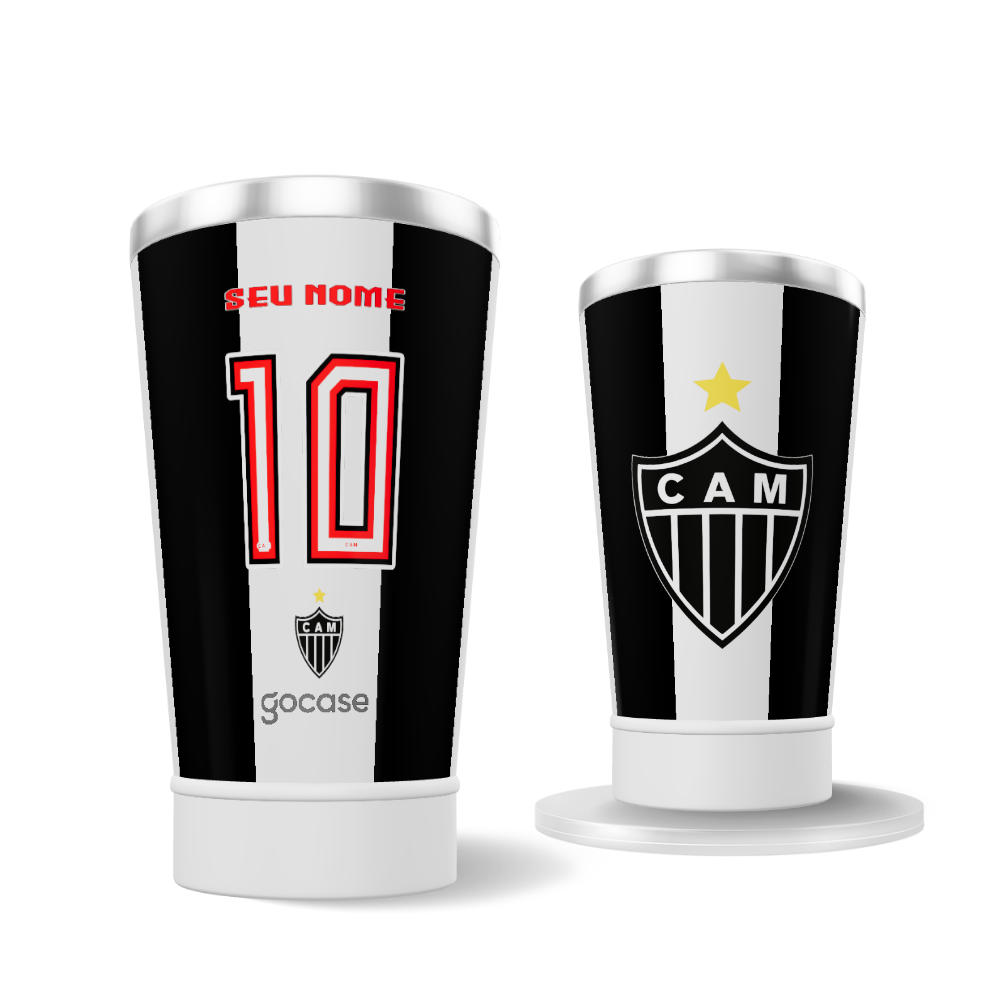 Copo Térmico Cerveja + Ebook - Atlético-MG - Uniforme 1 Personalizado