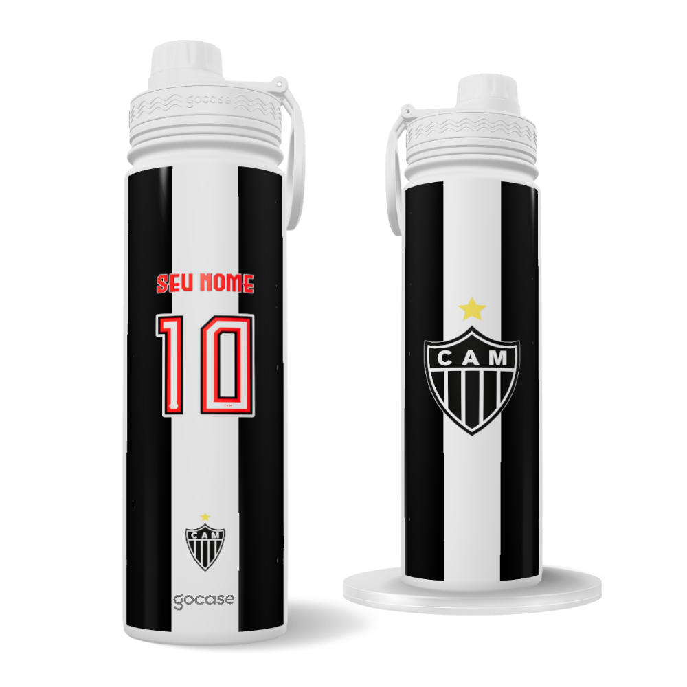 Garrafa Térmica Fresh + Ebook - Atlético-MG - Uniforme 1 Personalizado
