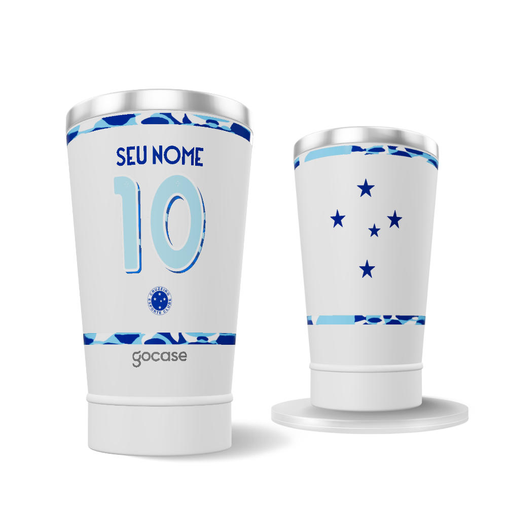 Copo Térmico Cerveja + Ebook - Cruzeiro 2 - Escudo 2024 Personalizado
