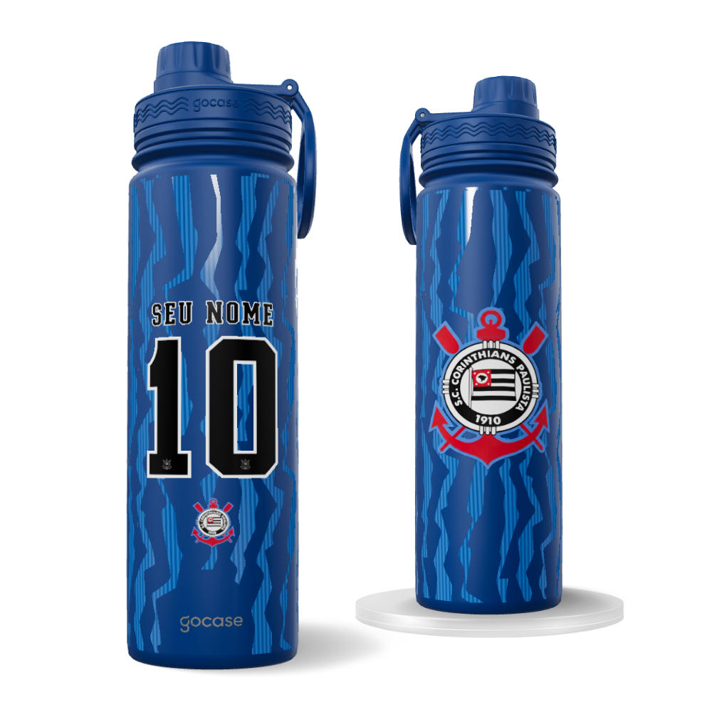 Garrafa Térmica Fresh + Ebook - Corinthians - Uniforme 3 2026 Personalizado