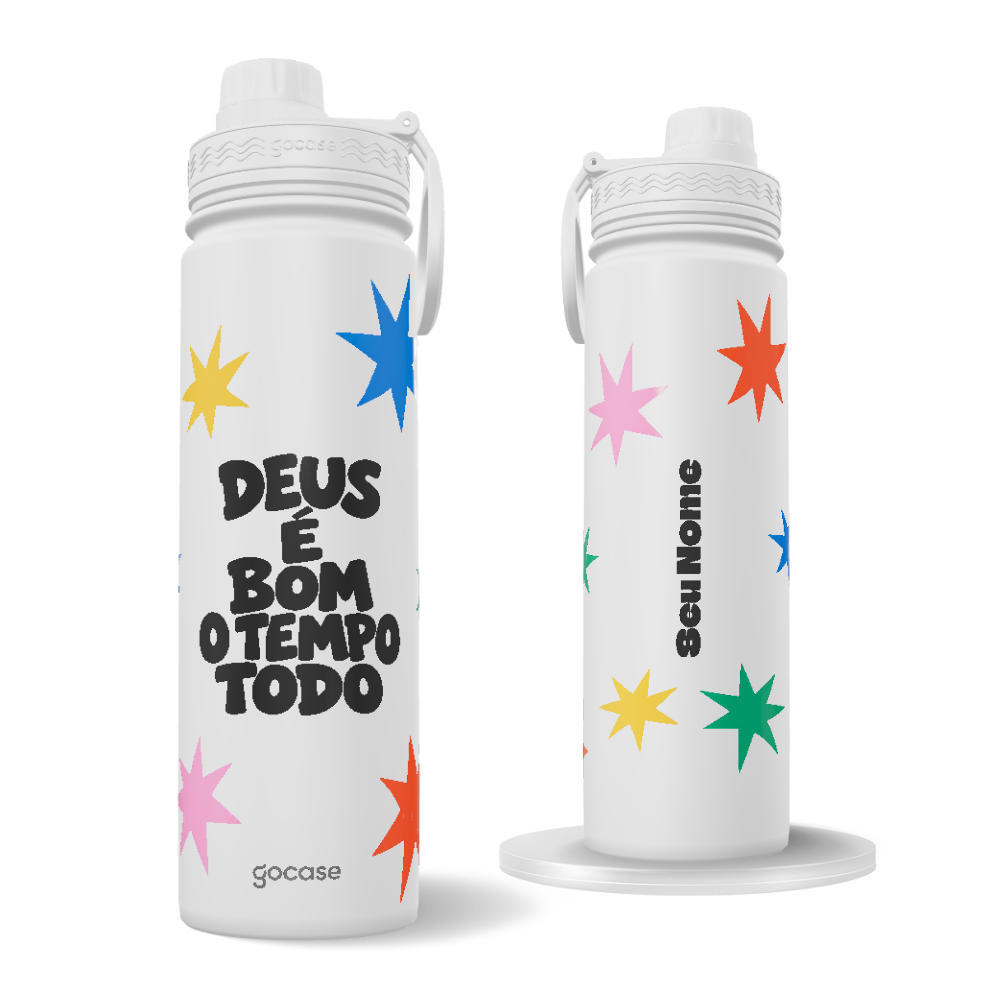 Garrafa Térmica Fresh + Ebook - Deus é Bom o Tempo Todo
