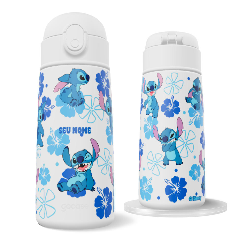 Garrafa Térmica Fun - Lilo & Stitch - Flores Havaianas