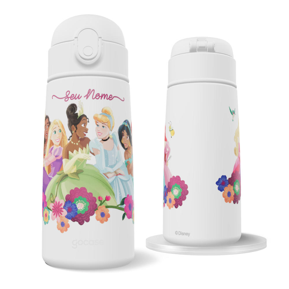 Garrafa Térmica Fun - Princesas - Flores e Castelo