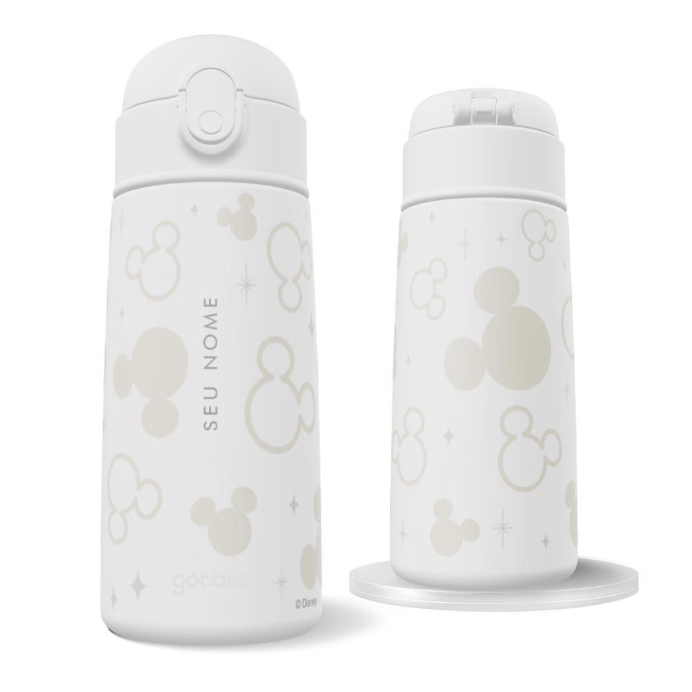Garrafa Térmica Fun - Mickey & Amigos - Mickey Pattern Minimalista Branco
