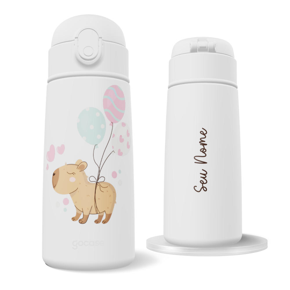 Garrafa Térmica Fun - Capivara Balão de Corações