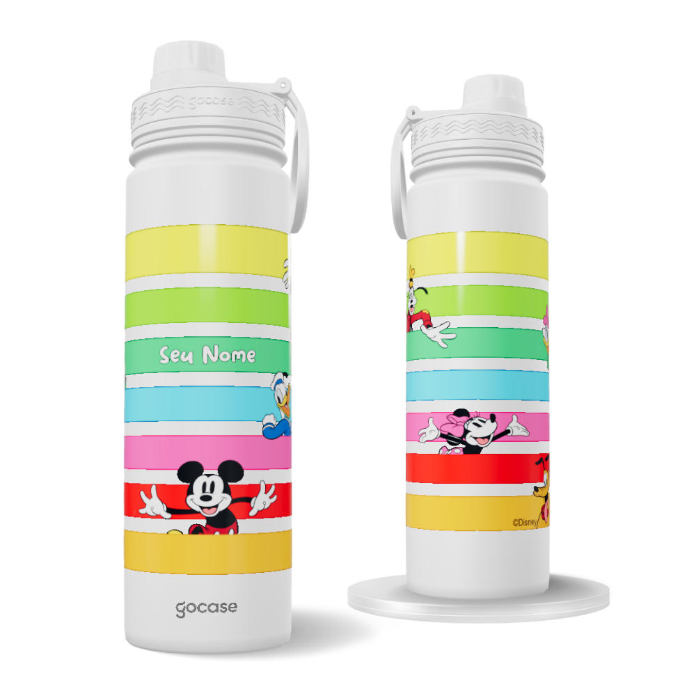 Garrafa Térmica Fresh + Ebook - Turma do Mickey - Listras