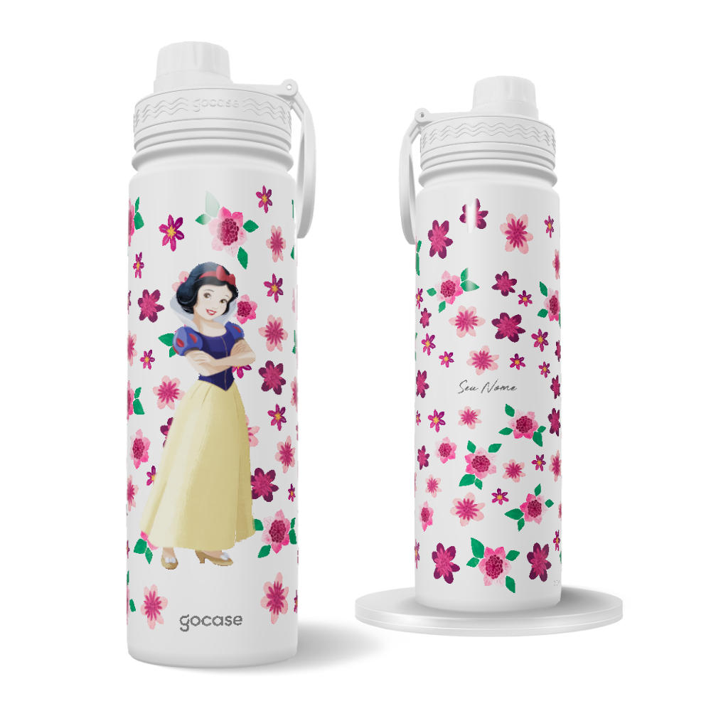 Garrafa Térmica Fresh + Ebook - Branca de Neve - Floral e Princesas