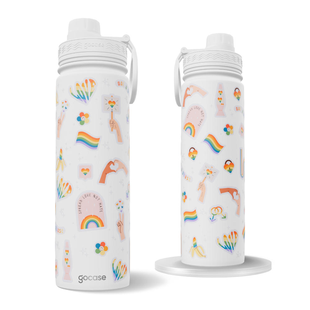 Garrafa Térmica Fresh + Ebook - Pride Stickers Pattern