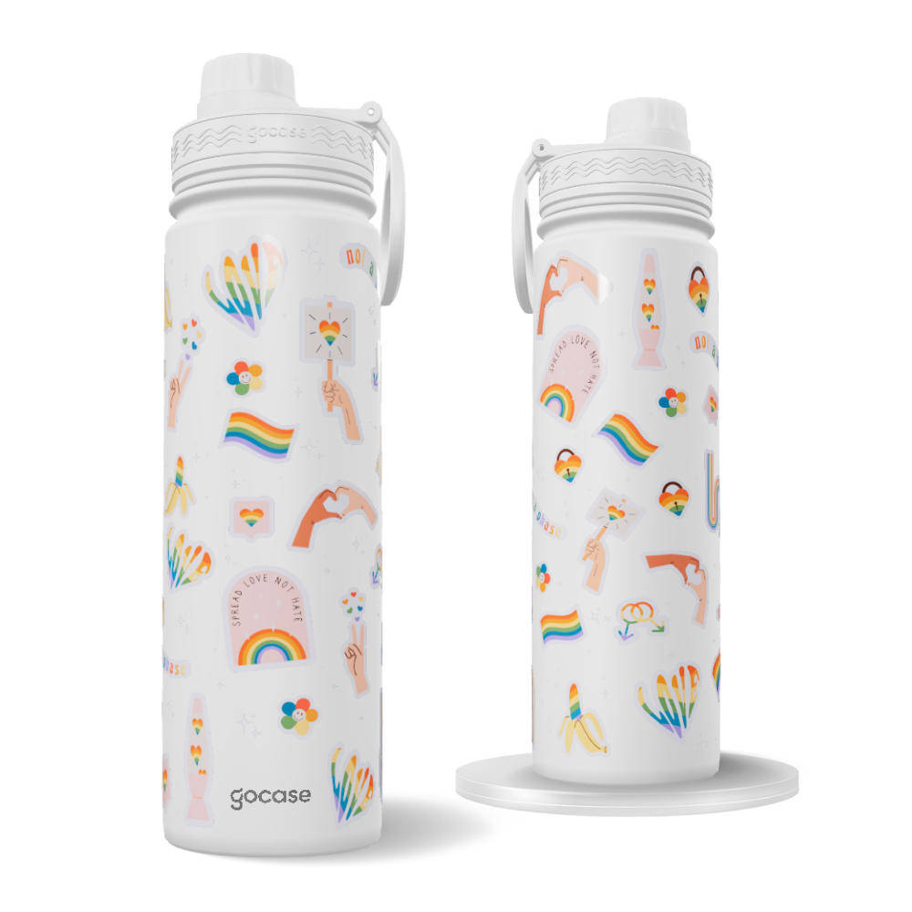 Garrafa Térmica Fresh + Ebook - Pride Stickers Pattern