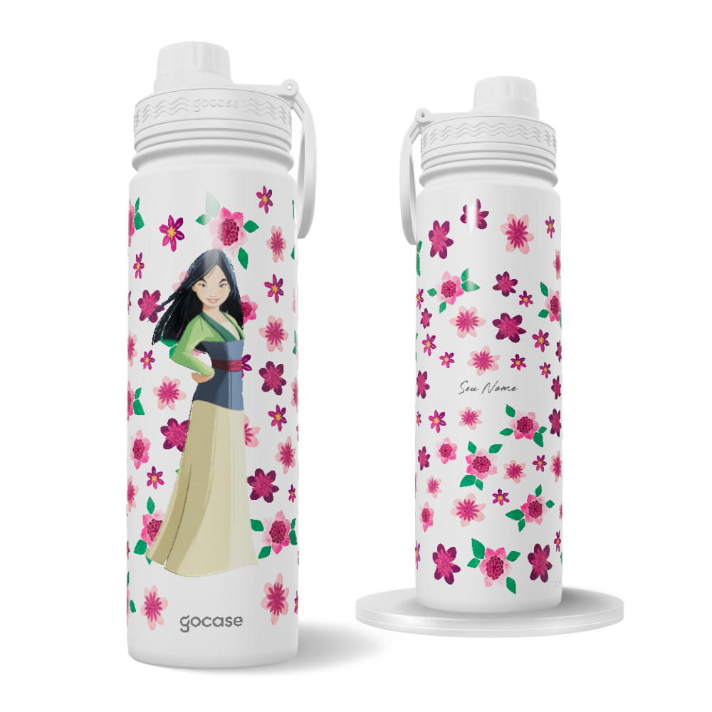 Garrafa Térmica Fresh + Ebook - Mulan - Floral e Princesas