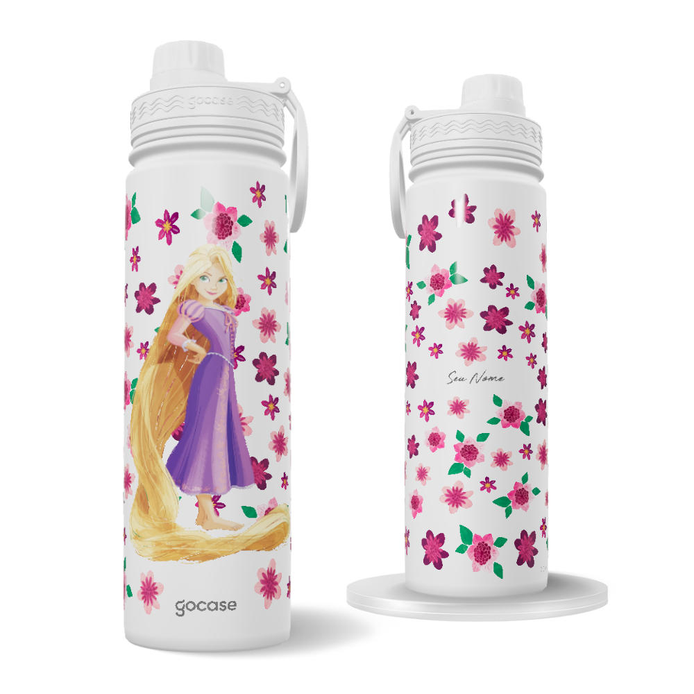 Garrafa Térmica Fresh + Ebook - Rapunzel - Floral e Princesas