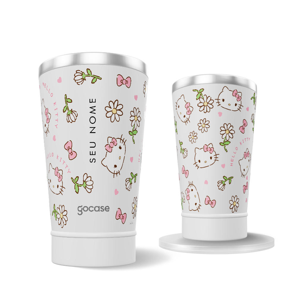 Copo Térmico + Ebook - Hello Kitty - Floral Cute