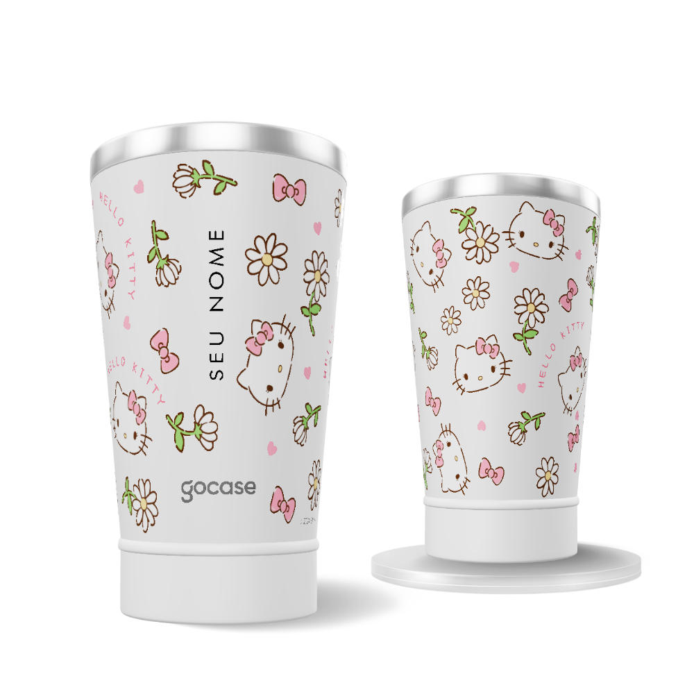 Copo Térmico + Ebook - Hello Kitty - Floral Cute