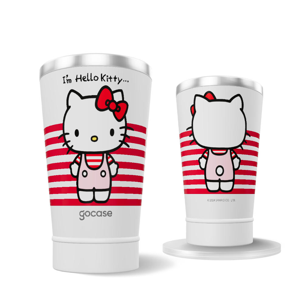 Copo Térmico + Ebook - Hello Kitty - Listras