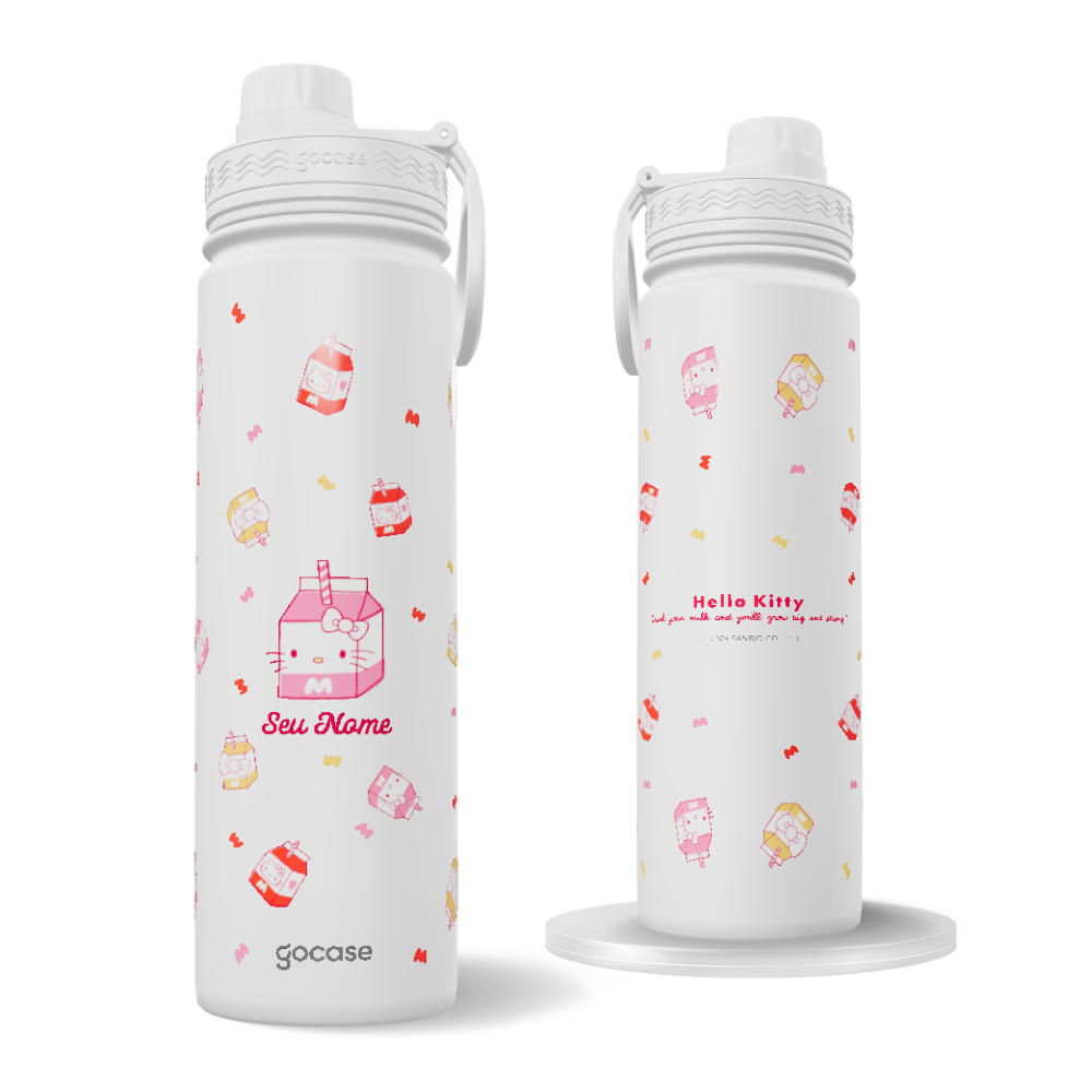 Garrafa Térmica Fresh + Ebook - Hello Kitty - Milk