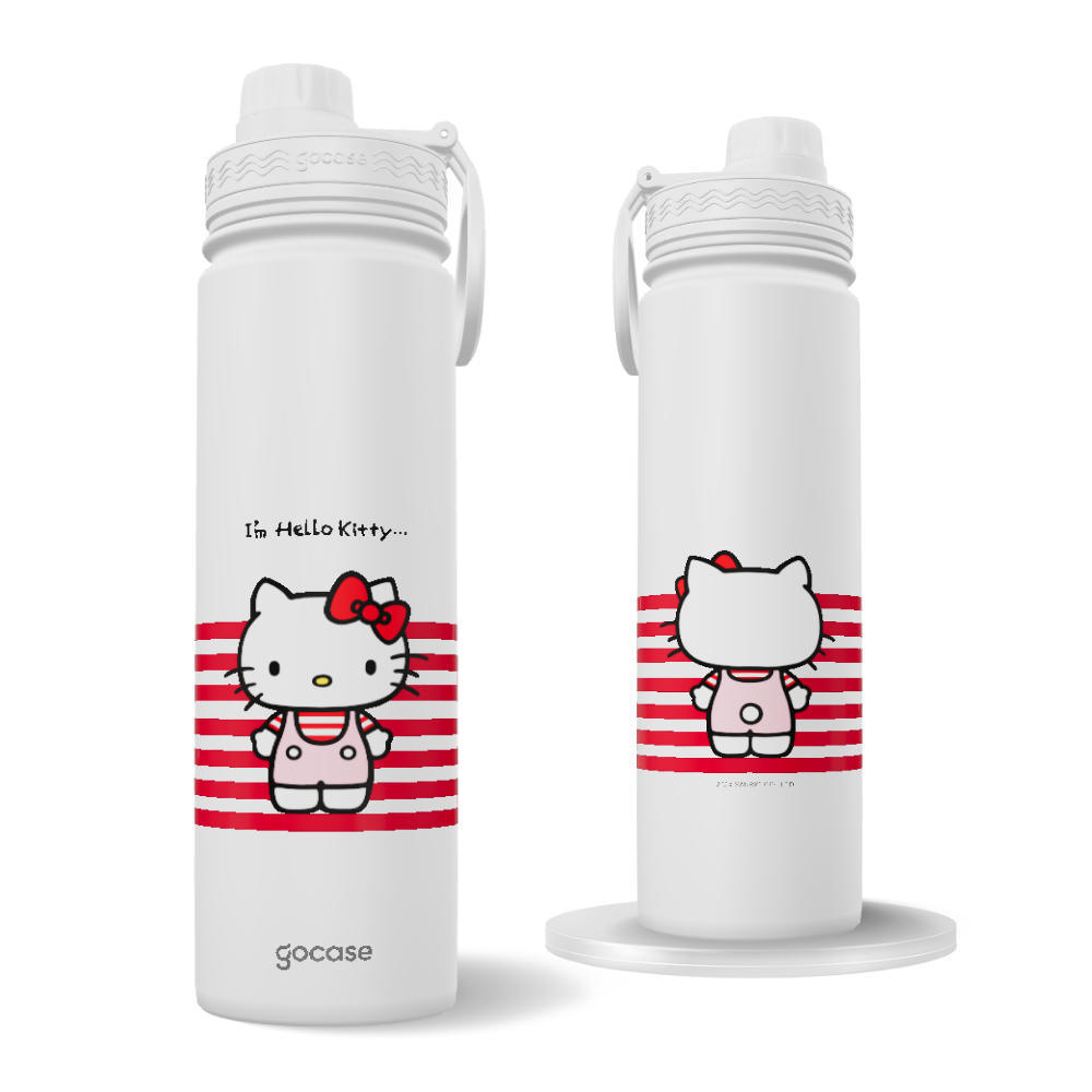 Garrafa Térmica Fresh + Ebook - Hello Kitty - Listras