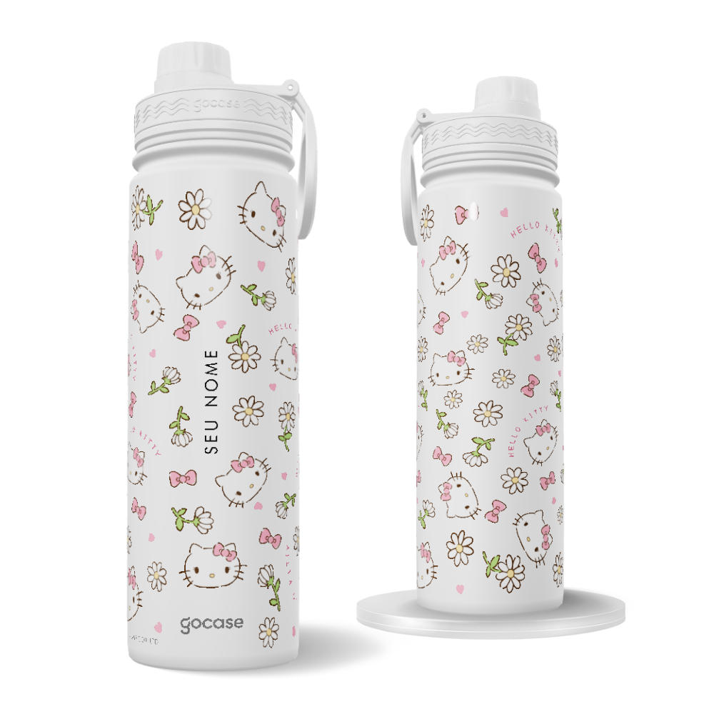 Garrafa Térmica Fresh + Ebook - Hello Kitty - Floral Cute